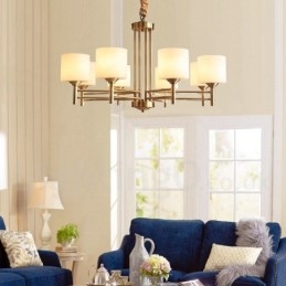 Stor, Luksuriøs, Rustikk, Retro Vintage-Lysekrone I Messing Med Glassskjermer