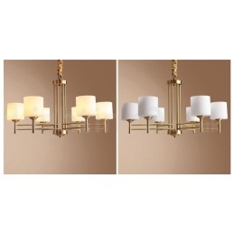 Stor, Luksuriøs, Rustikk, Retro Vintage-Lysekrone I Messing Med Glassskjermer