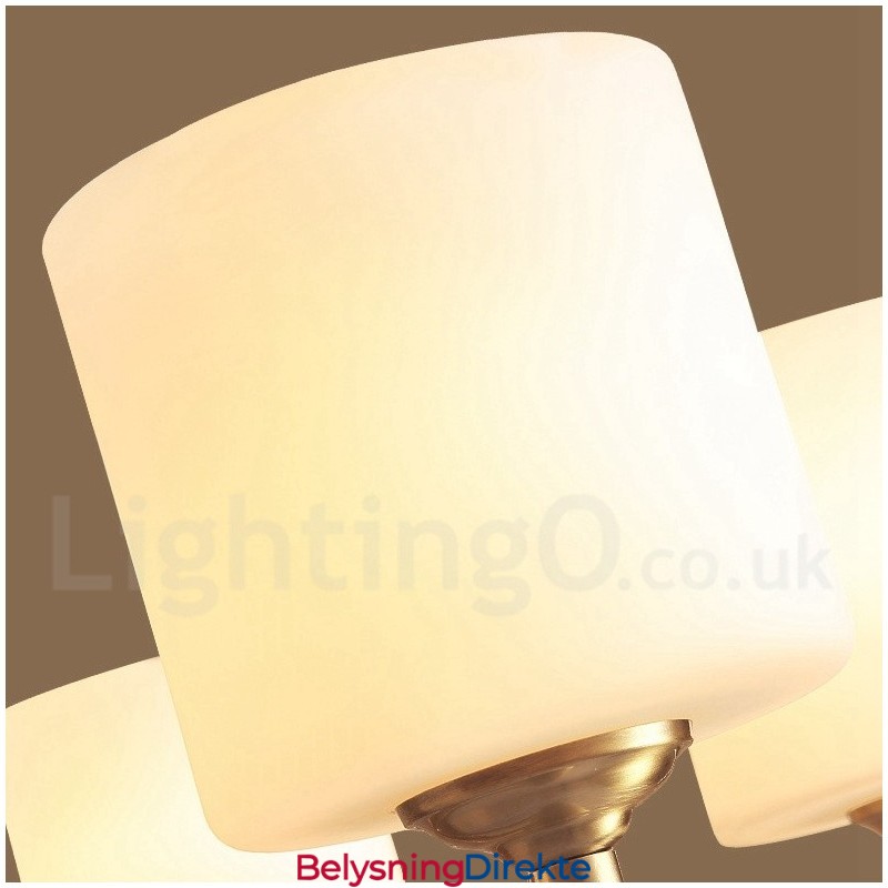 Stor, Luksuriøs, Rustikk, Retro Vintage-Lysekrone I Messing Med Glassskjermer