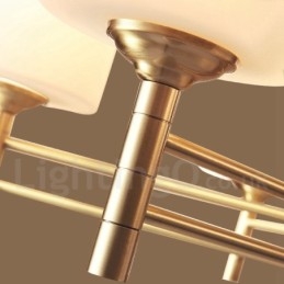 Stor, Luksuriøs, Rustikk, Retro Vintage-Lysekrone I Messing Med Glassskjermer