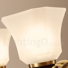 Stor, Luksuriøs, Rustikk, Retro Vintage-Lysekrone I Messing Med Glassskjermer