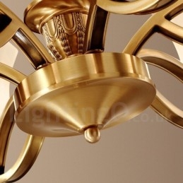 Stor, Luksuriøs, Rustikk, Retro Vintage-Lysekrone I Messing Med Glassskjermer