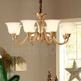 Stor, Luksuriøs, Rustikk, Retro Vintage, Anhengslysekrone I Massiv Messing Med Glassskjermer