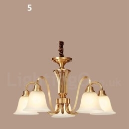 Stor, Luksuriøs, Rustikk, Retro Vintage, Anhengslysekrone I Massiv Messing Med Glassskjermer