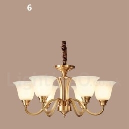 Stor, Luksuriøs, Rustikk, Retro Vintage, Anhengslysekrone I Massiv Messing Med Glassskjermer