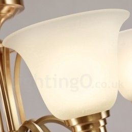 Stor, Luksuriøs, Rustikk, Retro Vintage, Anhengslysekrone I Massiv Messing Med Glassskjermer