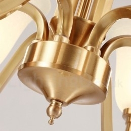 Stor, Luksuriøs, Rustikk, Retro Vintage, Anhengslysekrone I Massiv Messing Med Glassskjermer