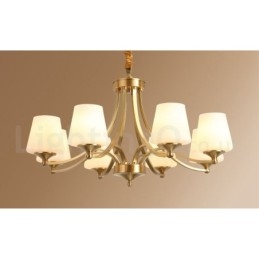 Stor, Luksuriøs, Rustikk, Retro Vintage-Lysekrone I Messing Med Glassskjermer