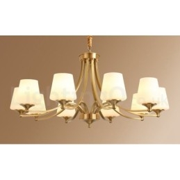 Stor, Luksuriøs, Rustikk, Retro Vintage-Lysekrone I Messing Med Glassskjermer