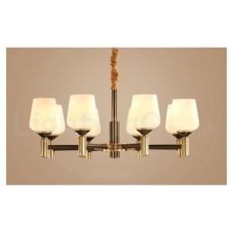 Stor, Luksuriøs, Rustikk, Retro Vintage-Lysekrone I Messing Med Glassskjermer