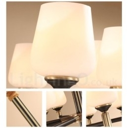 Stor, Luksuriøs, Rustikk, Retro Vintage-Lysekrone I Messing Med Glassskjermer