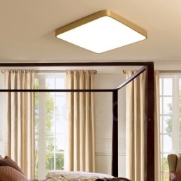 Ultratynne, Firkantede, Dimbare, Moderne, Samtidskunstneriske, Nordiske Stiler, Innfelt Taklampe I Messing Med Akrylskjerm, Kan Også Brukes Som Vegglampe