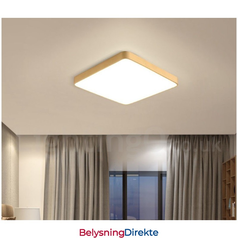 Ultratynne, Firkantede, Dimbare, Moderne, Samtidskunstneriske, Nordiske Stiler, Innfelt Taklampe I Messing Med Akrylskjerm, Kan Også Brukes Som Vegglampe