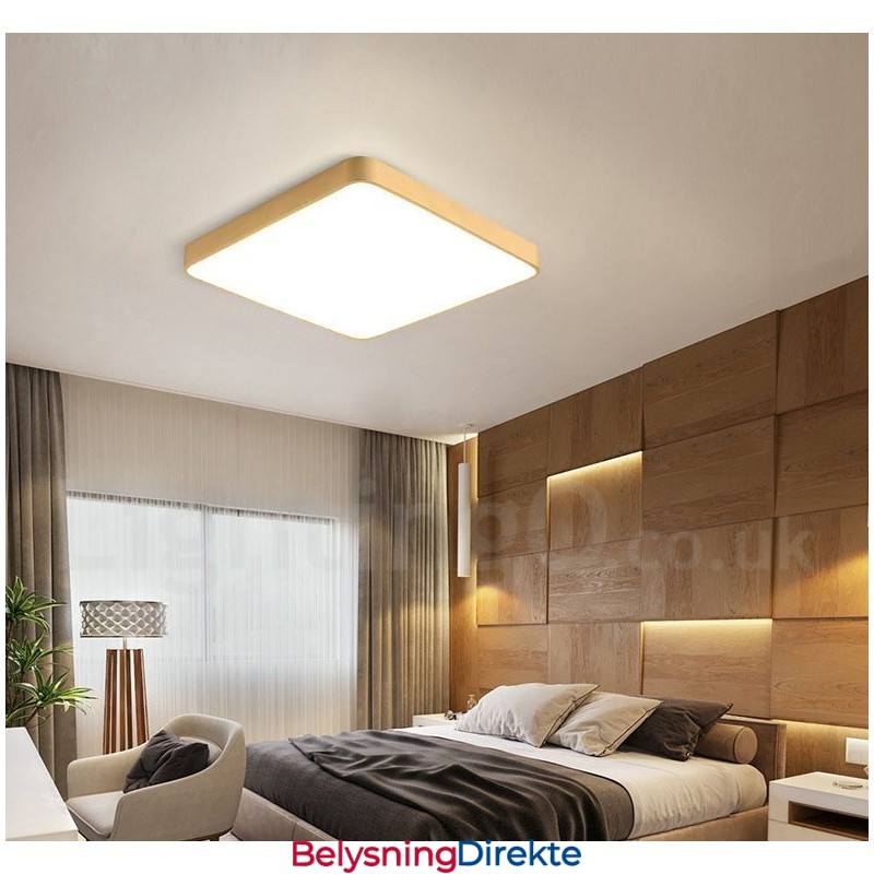 Ultratynne, Firkantede, Dimbare, Moderne, Samtidskunstneriske, Nordiske Stiler, Innfelt Taklampe I Messing Med Akrylskjerm, Kan Også Brukes Som Vegglampe