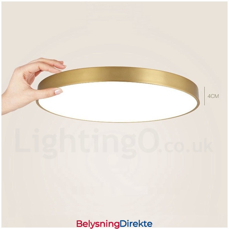 Ultratynne Runde, Dimbare, Moderne, Samtidskunstneriske, Nordiske Stiler, Innfelt Taklampe I Messing Med Akrylskjerm, Kan Også Brukes Som Vegglampe