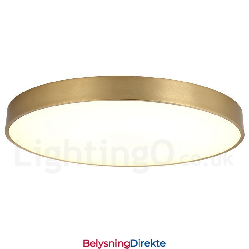 Ultratynne Runde, Dimbare, Moderne, Samtidskunstneriske, Nordiske Stiler, Innfelt Taklampe I Messing Med Akrylskjerm, Kan Også Brukes Som Vegglampe