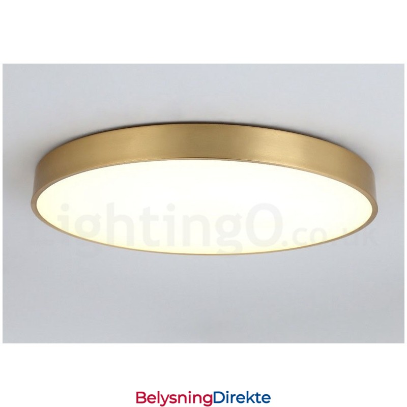 Ultratynne Runde, Dimbare, Moderne, Samtidskunstneriske, Nordiske Stiler, Innfelt Taklampe I Messing Med Akrylskjerm, Kan Også Brukes Som Vegglampe