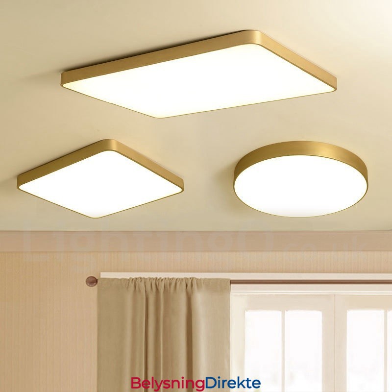 Ultratynne Runde, Dimbare, Moderne, Samtidskunstneriske, Nordiske Stiler, Innfelt Taklampe I Messing Med Akrylskjerm, Kan Også Brukes Som Vegglampe