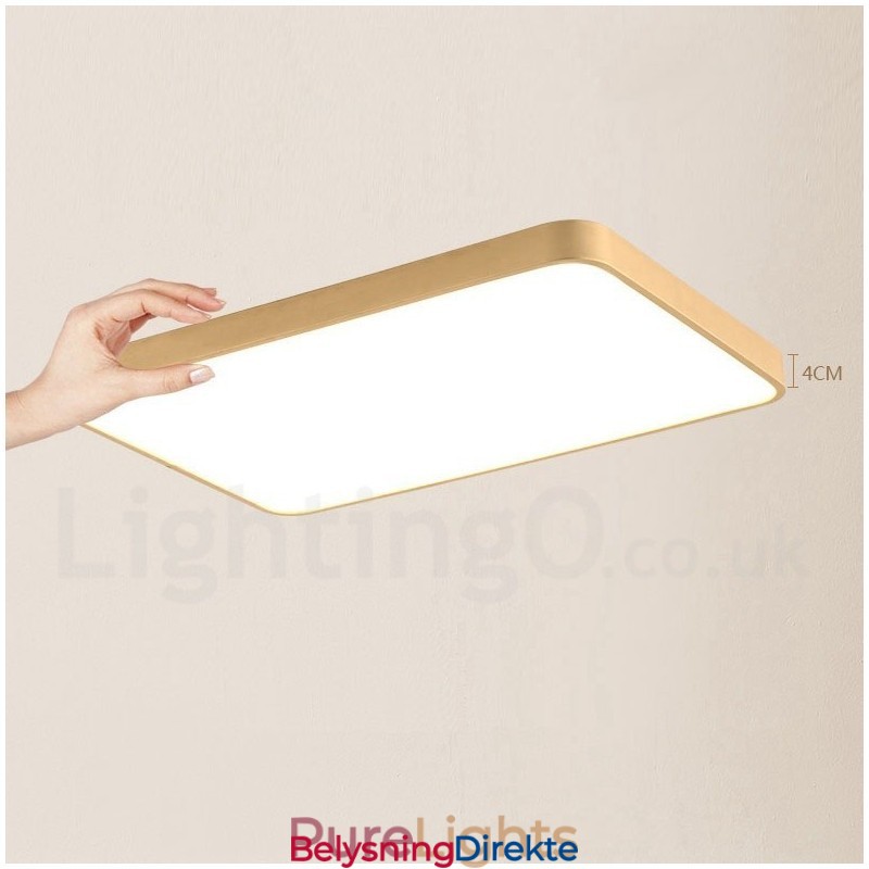 Ultratynne Rektangulære Dimbare Moderne, Samtidskunstneriske Nordiske Stiler I Messing Med Innfelt Montering Og Akrylskjerm, Kan Også Brukes Som Vegglampe