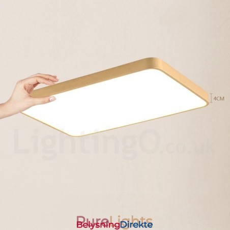 Ultratynne Rektangulære Dimbare Moderne, Samtidskunstneriske Nordiske Stiler I Messing Med Innfelt Montering Og Akrylskjerm, Kan Også Brukes Som Vegglampe