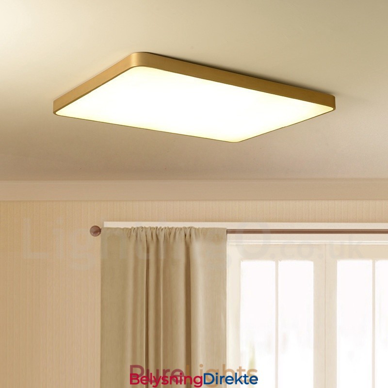 Ultratynne Rektangulære Dimbare Moderne, Samtidskunstneriske Nordiske Stiler I Messing Med Innfelt Montering Og Akrylskjerm, Kan Også Brukes Som Vegglampe