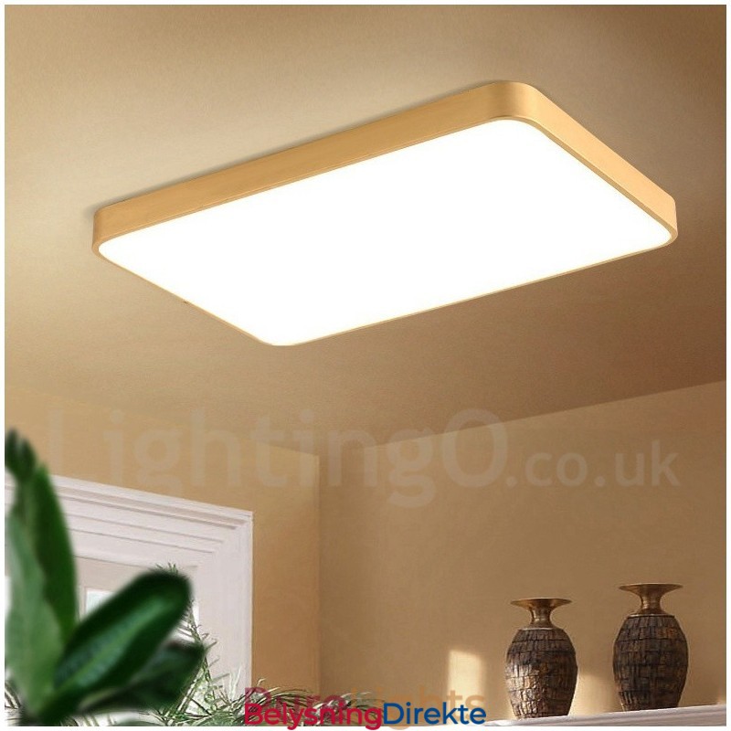 Ultratynne Rektangulære Dimbare Moderne, Samtidskunstneriske Nordiske Stiler I Messing Med Innfelt Montering Og Akrylskjerm, Kan Også Brukes Som Vegglampe