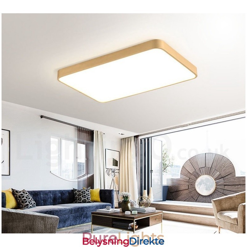 Ultratynne Rektangulære Dimbare Moderne, Samtidskunstneriske Nordiske Stiler I Messing Med Innfelt Montering Og Akrylskjerm, Kan Også Brukes Som Vegglampe