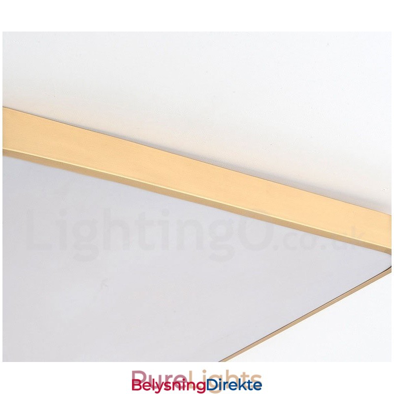 Ultratynne Rektangulære Dimbare Moderne, Samtidskunstneriske Nordiske Stiler I Messing Med Innfelt Montering Og Akrylskjerm, Kan Også Brukes Som Vegglampe