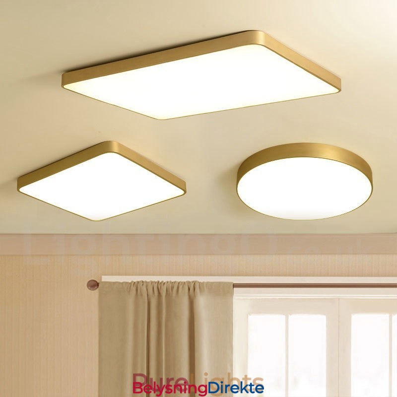 Ultratynne Rektangulære Dimbare Moderne, Samtidskunstneriske Nordiske Stiler I Messing Med Innfelt Montering Og Akrylskjerm, Kan Også Brukes Som Vegglampe