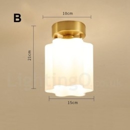 Rustikk Nordisk Stil I Ren Messing Med Innfelt Taklampe Og Glassskjerm