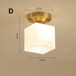 Rustikk Nordisk Stil I Ren Messing Med Innfelt Taklampe Og Glassskjerm