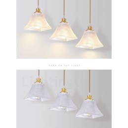 Rustikk Pendellampe I Nordisk Stil I Ren Messing Med Glassskjerm