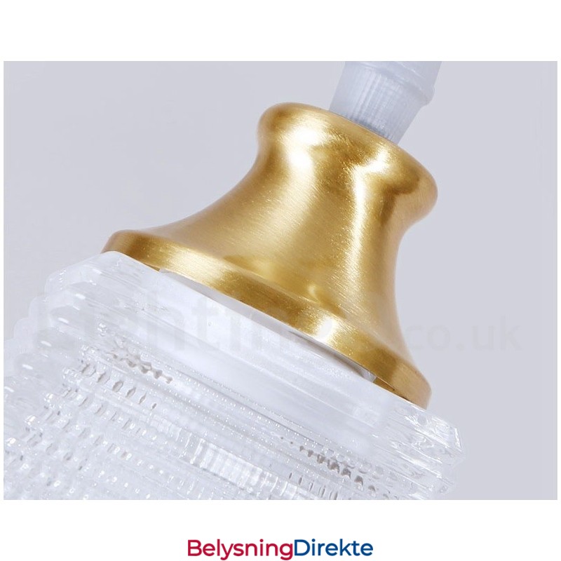 Rustikk Pendellampe I Nordisk Stil I Ren Messing Med Glassskjerm