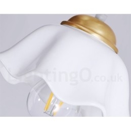 Rustikk Pendellampe I Nordisk Stil I Ren Messing Med Keramisk Skjerm