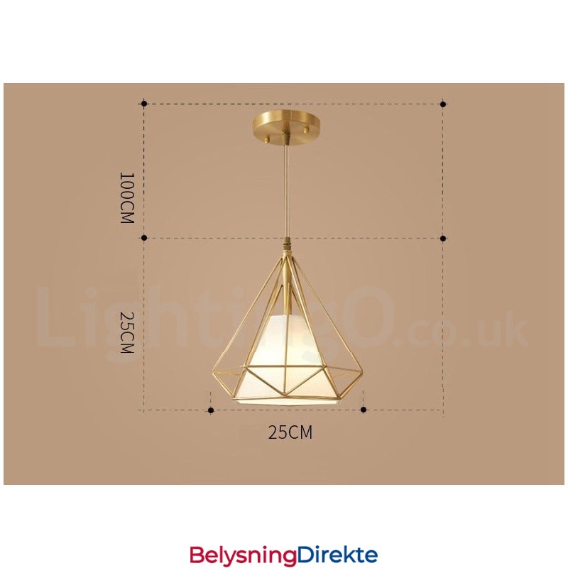 Rustikk Pendellampe I Nordisk Stil I Ren Messing Med Stoffskjerm