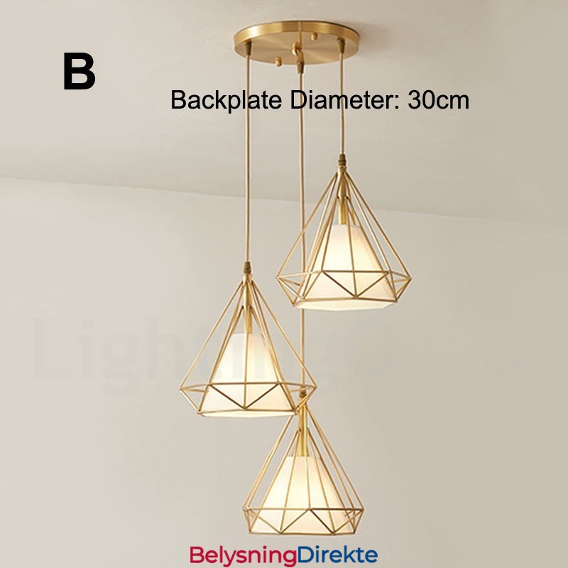 Rustikk Pendellampe I Nordisk Stil I Ren Messing Med Stoffskjerm