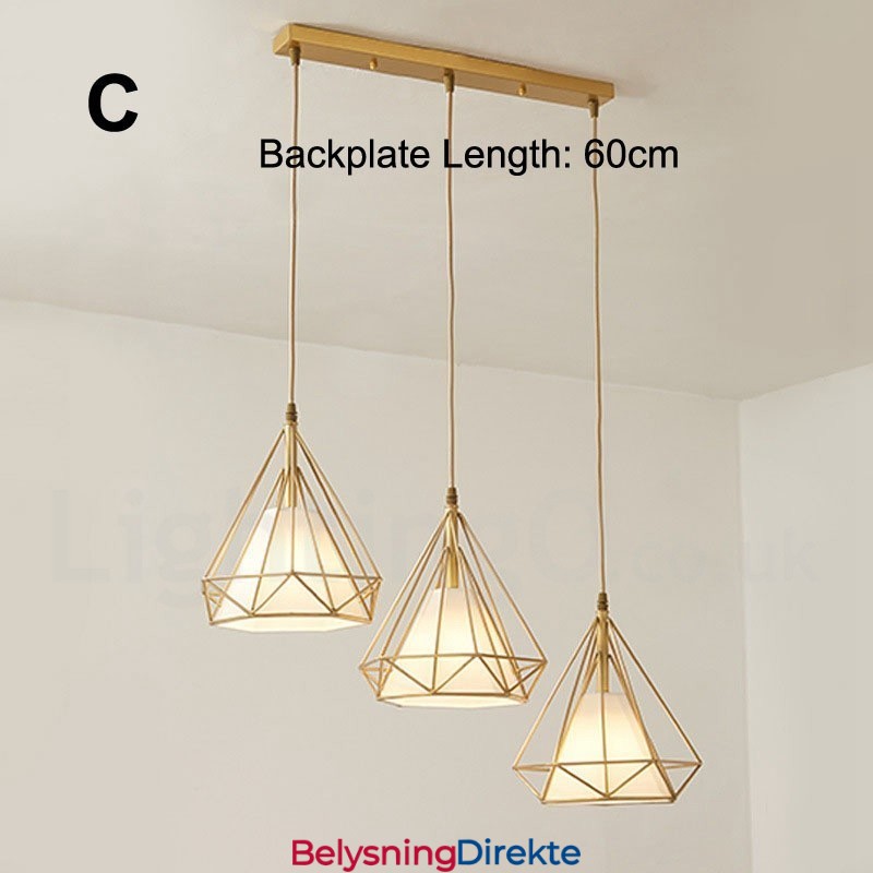 Rustikk Pendellampe I Nordisk Stil I Ren Messing Med Stoffskjerm