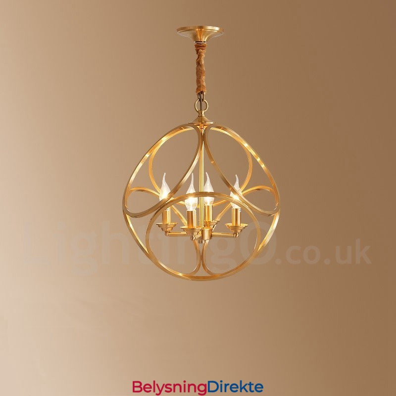 Ren Messing Rustikk Lodge Nordisk Stil Pendellampe