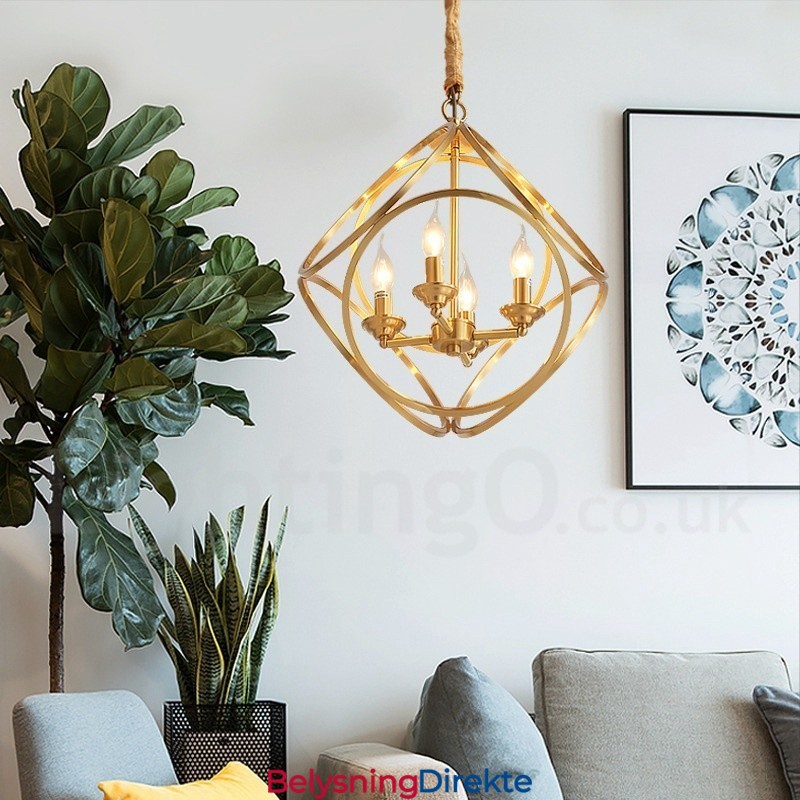 Ren Messing Rustikk Lodge Nordisk Stil Pendellampe