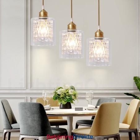 Rustikk Pendellampe I Nordisk Stil I Ren Messing Med Glassskjerm