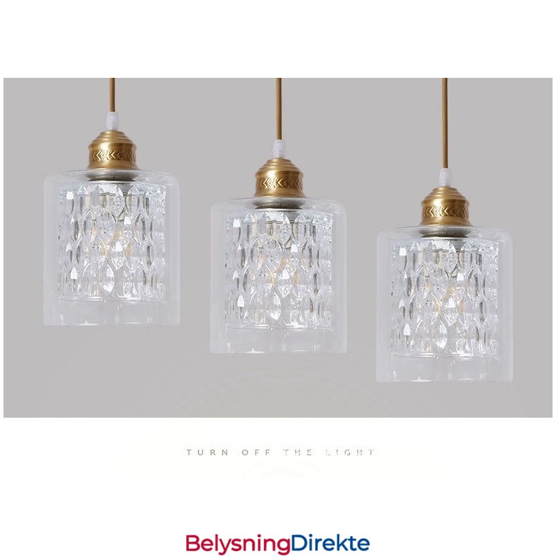Rustikk Pendellampe I Nordisk Stil I Ren Messing Med Glassskjerm