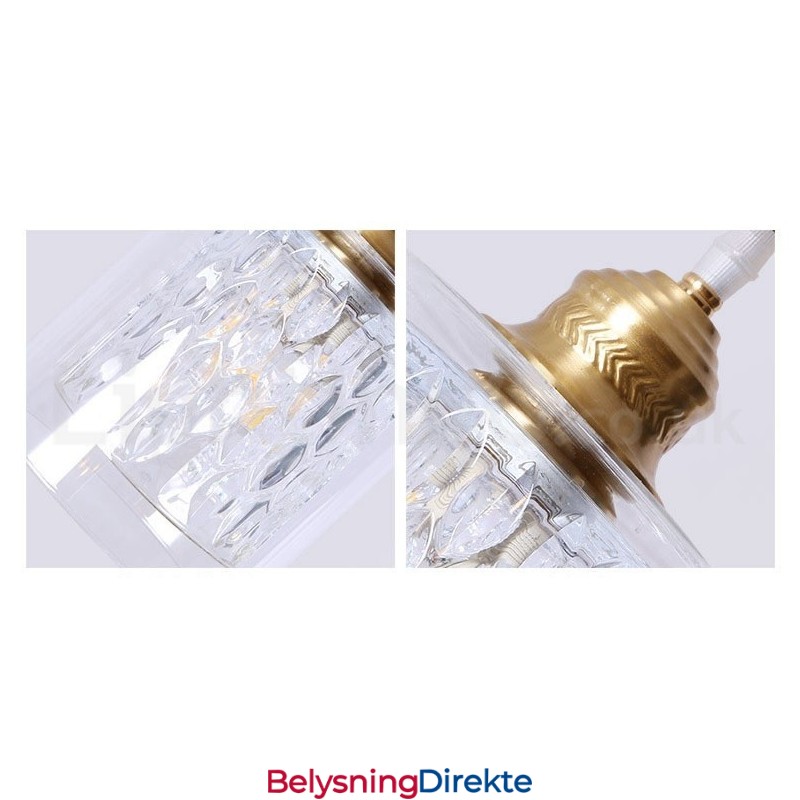 Rustikk Pendellampe I Nordisk Stil I Ren Messing Med Glassskjerm