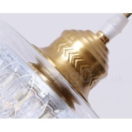 Rustikk Pendellampe I Nordisk Stil I Ren Messing Med Glassskjerm