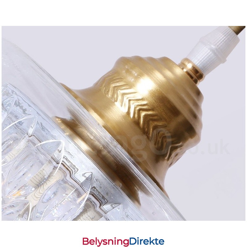 Rustikk Pendellampe I Nordisk Stil I Ren Messing Med Glassskjerm