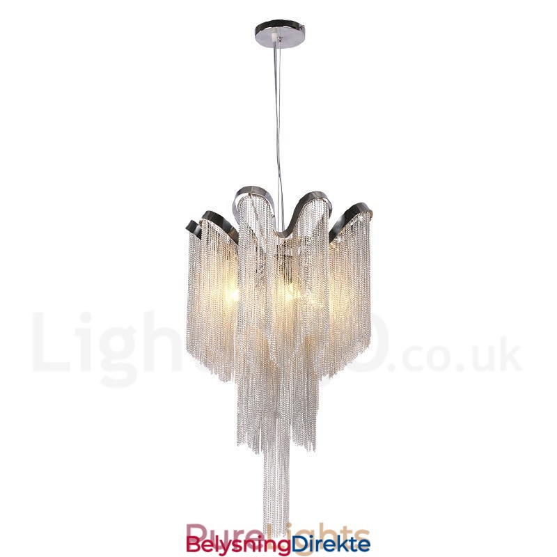 Aluminium Tassels Lysekrone Designer Pendellampe Sølvfarget