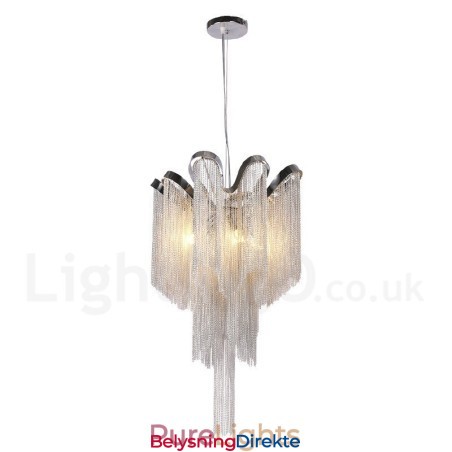 Aluminium Tassels Lysekrone Designer Pendellampe Sølvfarget