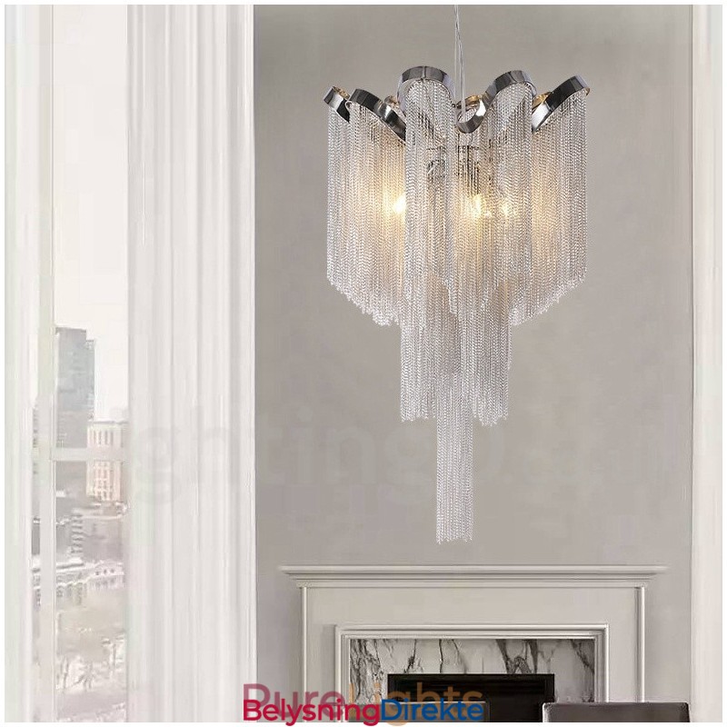 Aluminium Tassels Lysekrone Designer Pendellampe Sølvfarget