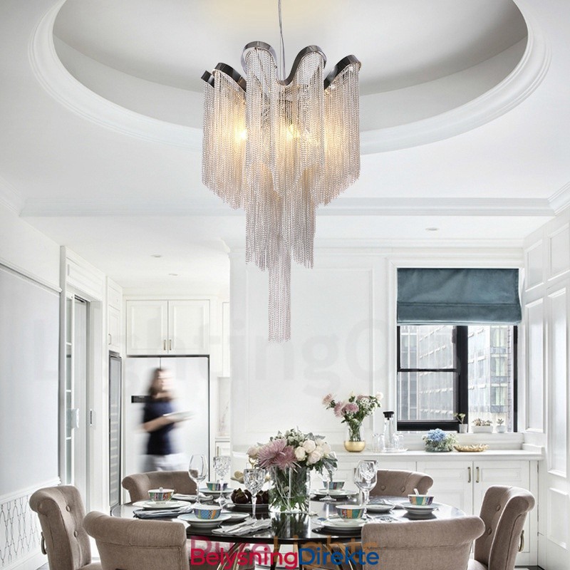 Aluminium Tassels Lysekrone Designer Pendellampe Sølvfarget