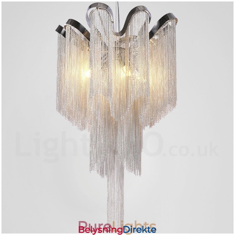 Aluminium Tassels Lysekrone Designer Pendellampe Sølvfarget