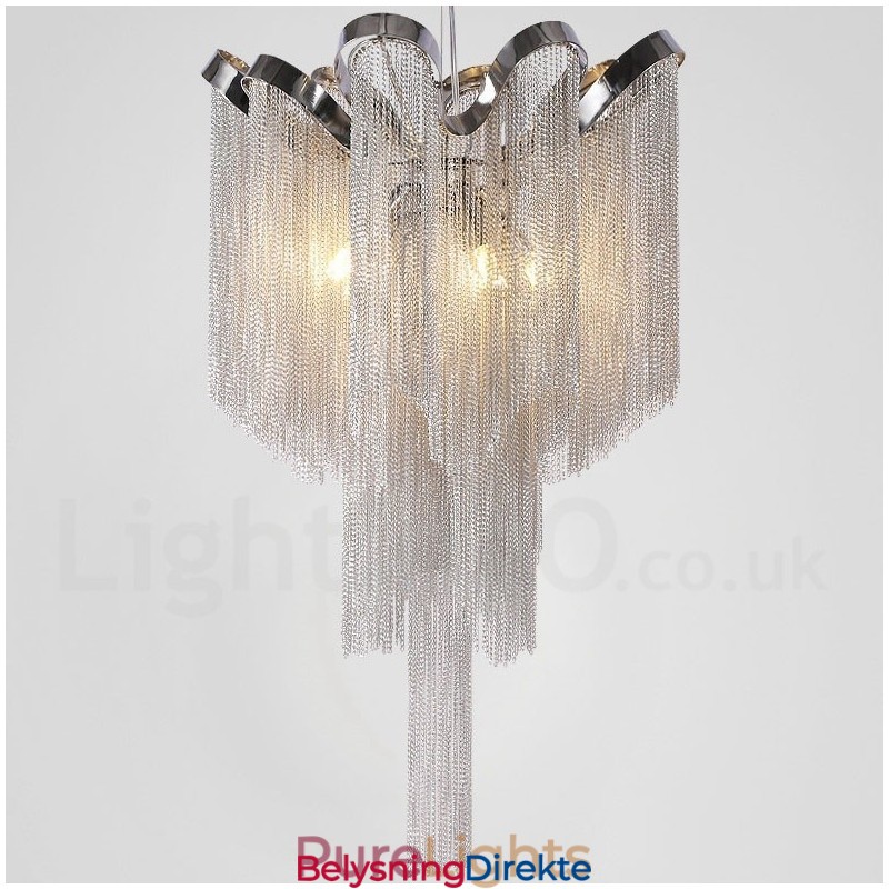 Aluminium Tassels Lysekrone Designer Pendellampe Sølvfarget